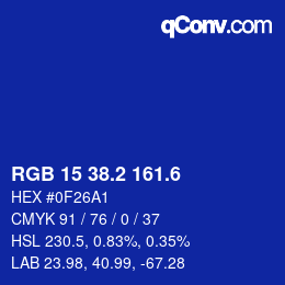 カラーコード: RGB 15 38.2 161.6 | qconv.com