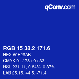 カラーコード: RGB 15 38.2 171.6 | qconv.com