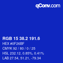 カラーコード: RGB 15 38.2 191.6 | qconv.com