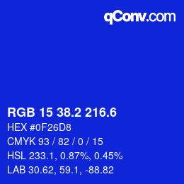 カラーコード: RGB 15 38.2 216.6 | qconv.com