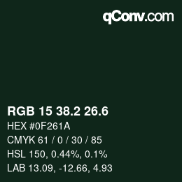 カラーコード: RGB 15 38.2 26.6 | qconv.com