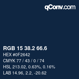 カラーコード: RGB 15 38.2 66.6 | qconv.com