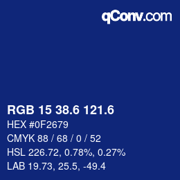 カラーコード: RGB 15 38.6 121.6 | qconv.com