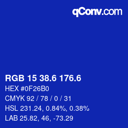 カラーコード: RGB 15 38.6 176.6 | qconv.com