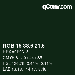 カラーコード: RGB 15 38.6 21.6 | qconv.com