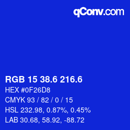 カラーコード: RGB 15 38.6 216.6 | qconv.com