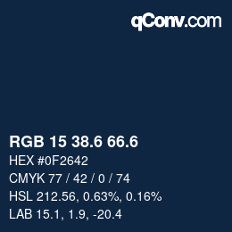 カラーコード: RGB 15 38.6 66.6 | qconv.com