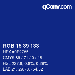 Color code: RGB 15 39 133 | qconv.com