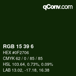 Color code: RGB 15 39 6 | qconv.com