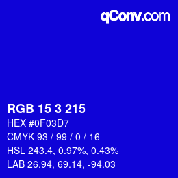 Farbcode: RGB 15 3 215 | qconv.com