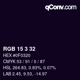 Color code: RGB 15 3 32 | qconv.com