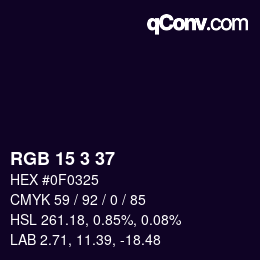 Color code: RGB 15 3 37 | qconv.com