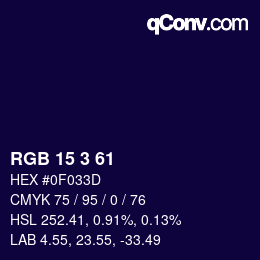 カラーコード: RGB 15 3 61 | qconv.com