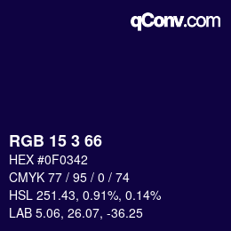 Color code: RGB 15 3 66 | qconv.com