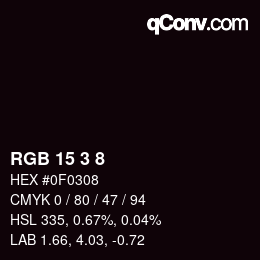 カラーコード: RGB 15 3 8 | qconv.com