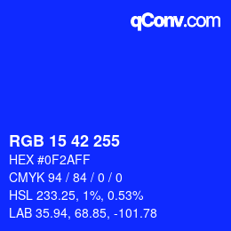 颜色代码: RGB 15 42 255 | qconv.com