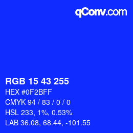 Color code: RGB 15 43 255 | qconv.com