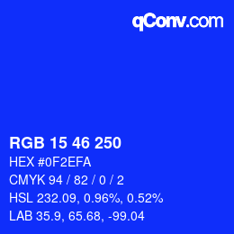 Color code: RGB 15 46 250 | qconv.com