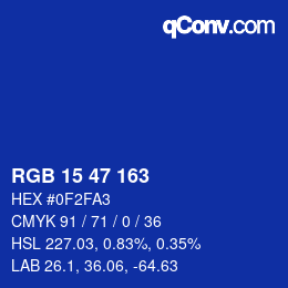 Color code: RGB 15 47 163 | qconv.com