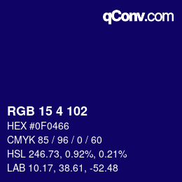 Color code: RGB 15 4 102 | qconv.com
