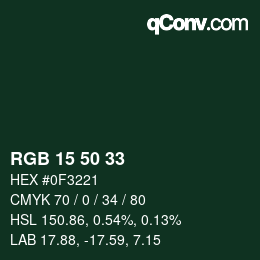 Color code: RGB 15 50 33 | qconv.com