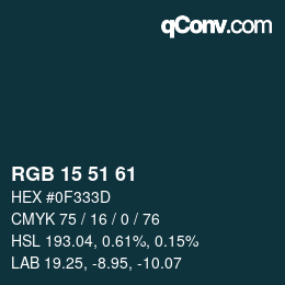 颜色代码: RGB 15 51 61 | qconv.com