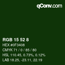 Color code: RGB 15 52 8 | qconv.com