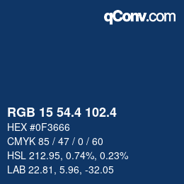 カラーコード: RGB 15 54.4 102.4 | qconv.com