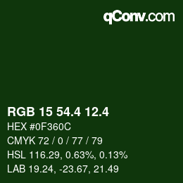 カラーコード: RGB 15 54.4 12.4 | qconv.com