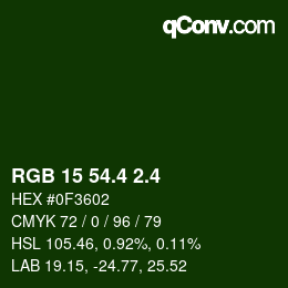 カラーコード: RGB 15 54.4 2.4 | qconv.com