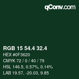 カラーコード: RGB 15 54.4 32.4 | qconv.com