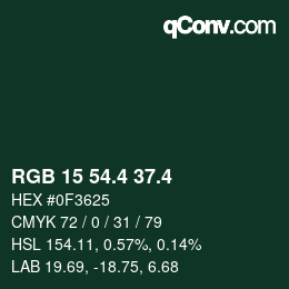 カラーコード: RGB 15 54.4 37.4 | qconv.com