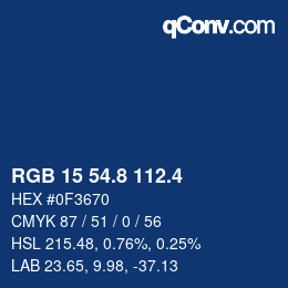 カラーコード: RGB 15 54.8 112.4 | qconv.com