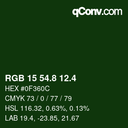 カラーコード: RGB 15 54.8 12.4 | qconv.com