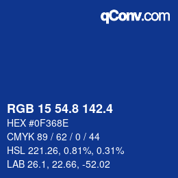 カラーコード: RGB 15 54.8 142.4 | qconv.com