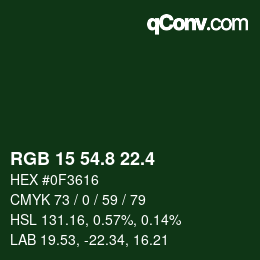 カラーコード: RGB 15 54.8 22.4 | qconv.com