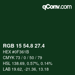 カラーコード: RGB 15 54.8 27.4 | qconv.com