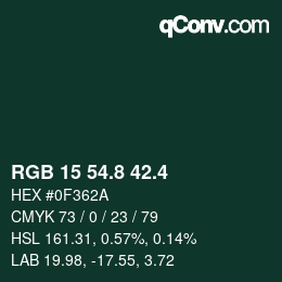 カラーコード: RGB 15 54.8 42.4 | qconv.com