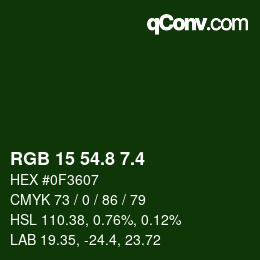 カラーコード: RGB 15 54.8 7.4 | qconv.com