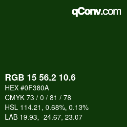 カラーコード: RGB 15 56.2 10.6 | qconv.com