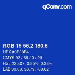 カラーコード: RGB 15 56.2 180.6 | qconv.com