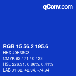 カラーコード: RGB 15 56.2 195.6 | qconv.com