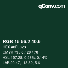 カラーコード: RGB 15 56.2 40.6 | qconv.com