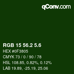 カラーコード: RGB 15 56.2 5.6 | qconv.com