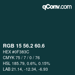カラーコード: RGB 15 56.2 60.6 | qconv.com