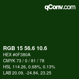 カラーコード: RGB 15 56.6 10.6 | qconv.com