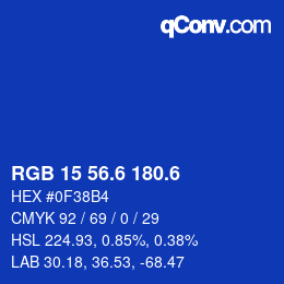 カラーコード: RGB 15 56.6 180.6 | qconv.com