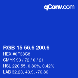 カラーコード: RGB 15 56.6 200.6 | qconv.com