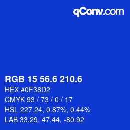 カラーコード: RGB 15 56.6 210.6 | qconv.com