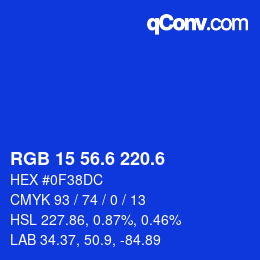 カラーコード: RGB 15 56.6 220.6 | qconv.com